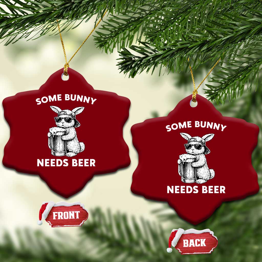 Some Bunny Needs Beer Funny Easter Drinking Humor Ceramic Ornament Cool Rabbit with Sunglasses Graphic Gift