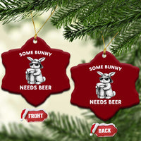 Some Bunny Needs Beer Funny Easter Drinking Humor Ceramic Ornament Cool Rabbit with Sunglasses Graphic Gift
