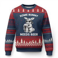 Some Bunny Needs Beer Funny Easter Drinking Humor Ugly Christmas Sweater Cool Rabbit with Sunglasses Graphic Gift