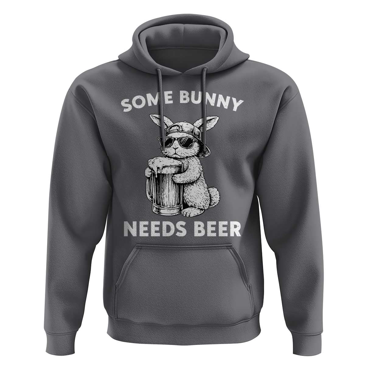 Some Bunny Needs Beer Funny Easter Drinking Humor Hoodie Cool Rabbit with Sunglasses Graphic Gift