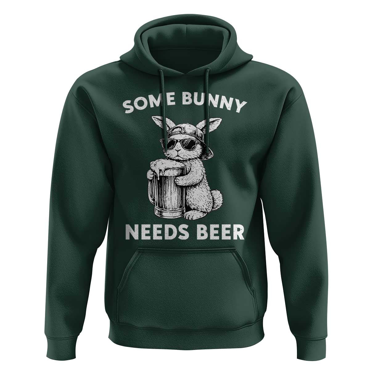 Some Bunny Needs Beer Funny Easter Drinking Humor Hoodie Cool Rabbit with Sunglasses Graphic Gift