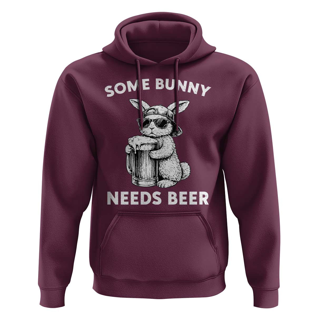 Some Bunny Needs Beer Funny Easter Drinking Humor Hoodie Cool Rabbit with Sunglasses Graphic Gift