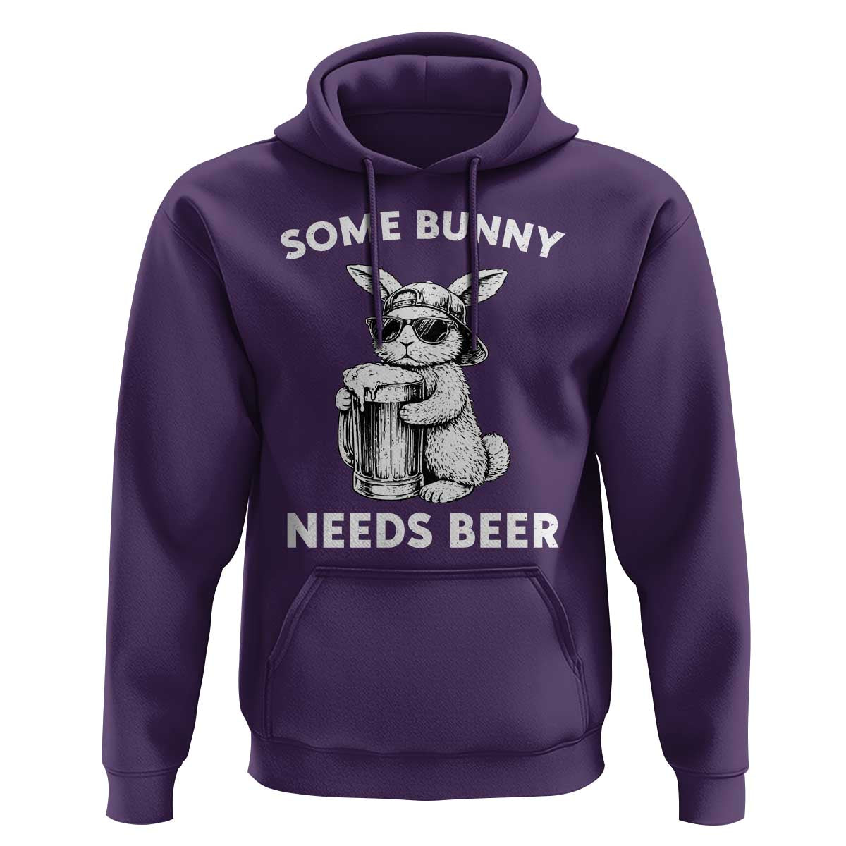 Some Bunny Needs Beer Funny Easter Drinking Humor Hoodie Cool Rabbit with Sunglasses Graphic Gift
