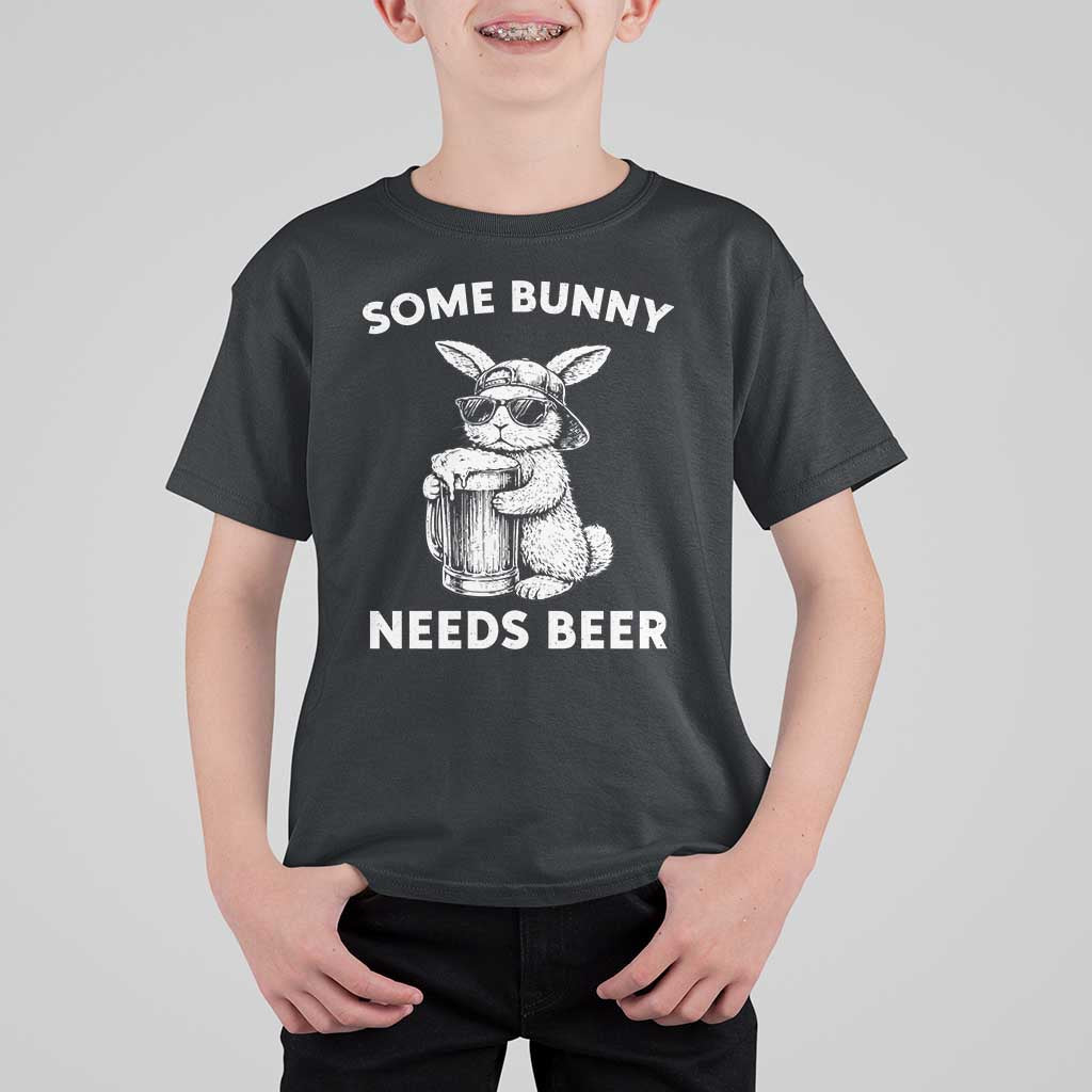 Some Bunny Needs Beer Funny Easter Drinking Humor T Shirt For Kid Cool Rabbit with Sunglasses Graphic Gift