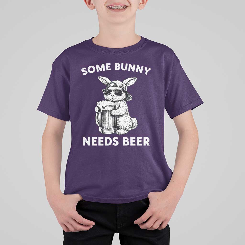 Some Bunny Needs Beer Funny Easter Drinking Humor T Shirt For Kid Cool Rabbit with Sunglasses Graphic Gift