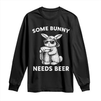 Some Bunny Needs Beer Funny Easter Drinking Humor Long Sleeve Shirt Cool Rabbit with Sunglasses Graphic Gift
