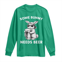 Some Bunny Needs Beer Funny Easter Drinking Humor Long Sleeve Shirt Cool Rabbit with Sunglasses Graphic Gift