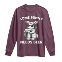 Some Bunny Needs Beer Funny Easter Drinking Humor Long Sleeve Shirt Cool Rabbit with Sunglasses Graphic Gift