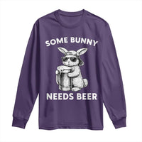Some Bunny Needs Beer Funny Easter Drinking Humor Long Sleeve Shirt Cool Rabbit with Sunglasses Graphic Gift