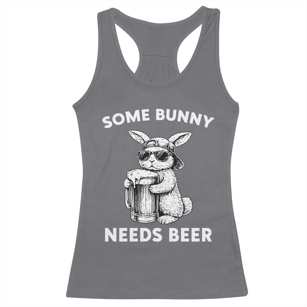 Some Bunny Needs Beer Funny Easter Drinking Humor Racerback Tank Top Cool Rabbit with Sunglasses Graphic Gift