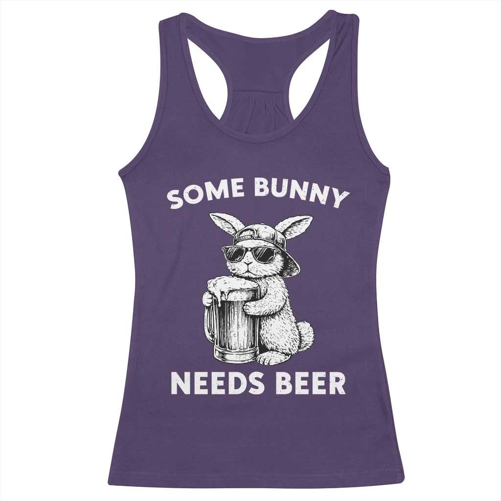 Some Bunny Needs Beer Funny Easter Drinking Humor Racerback Tank Top Cool Rabbit with Sunglasses Graphic Gift
