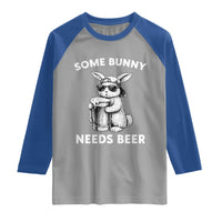 Some Bunny Needs Beer Funny Easter Drinking Humor Raglan Shirt Cool Rabbit with Sunglasses Graphic Gift