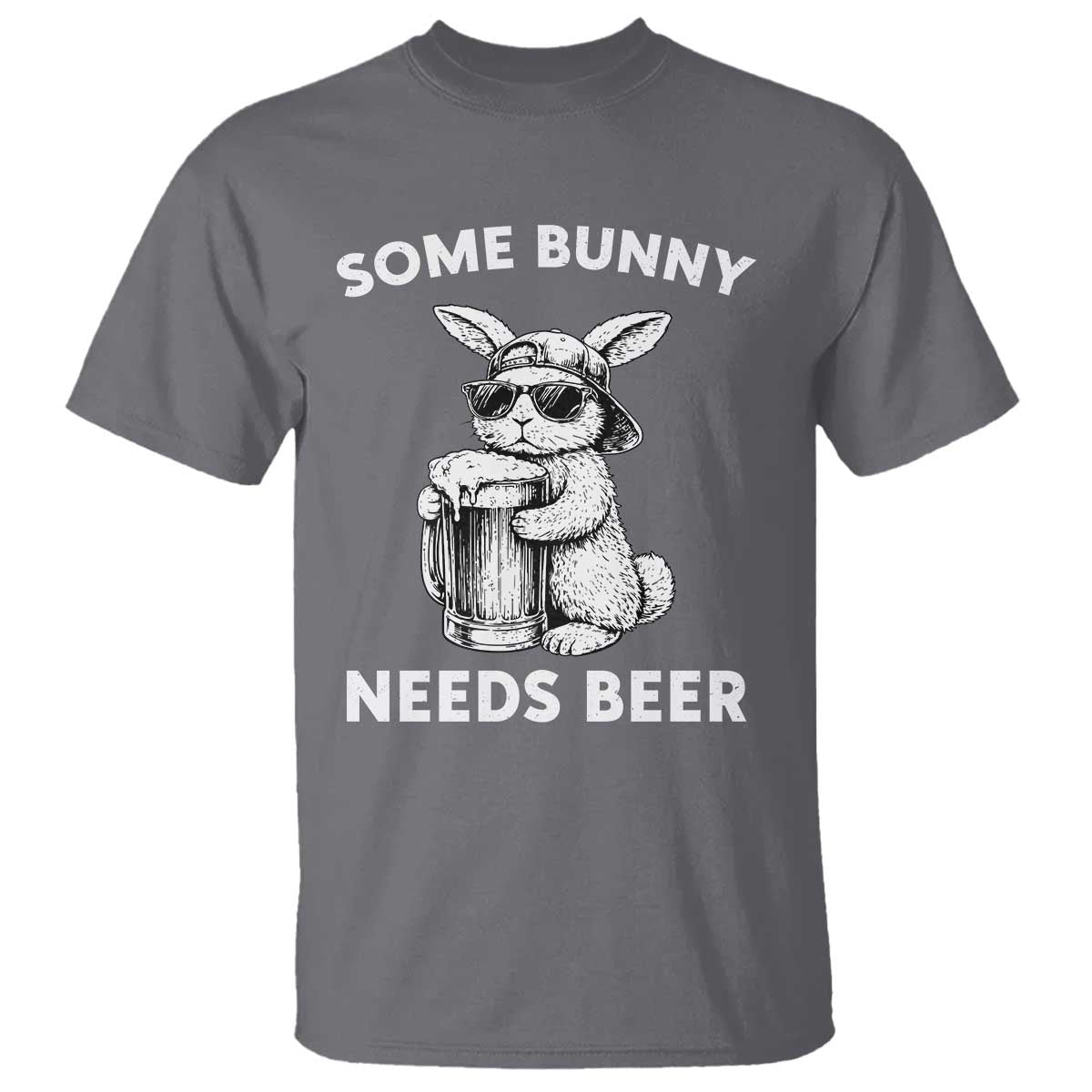 Some Bunny Needs Beer Funny Easter Drinking Humor T Shirt Cool Rabbit with Sunglasses Graphic Gift
