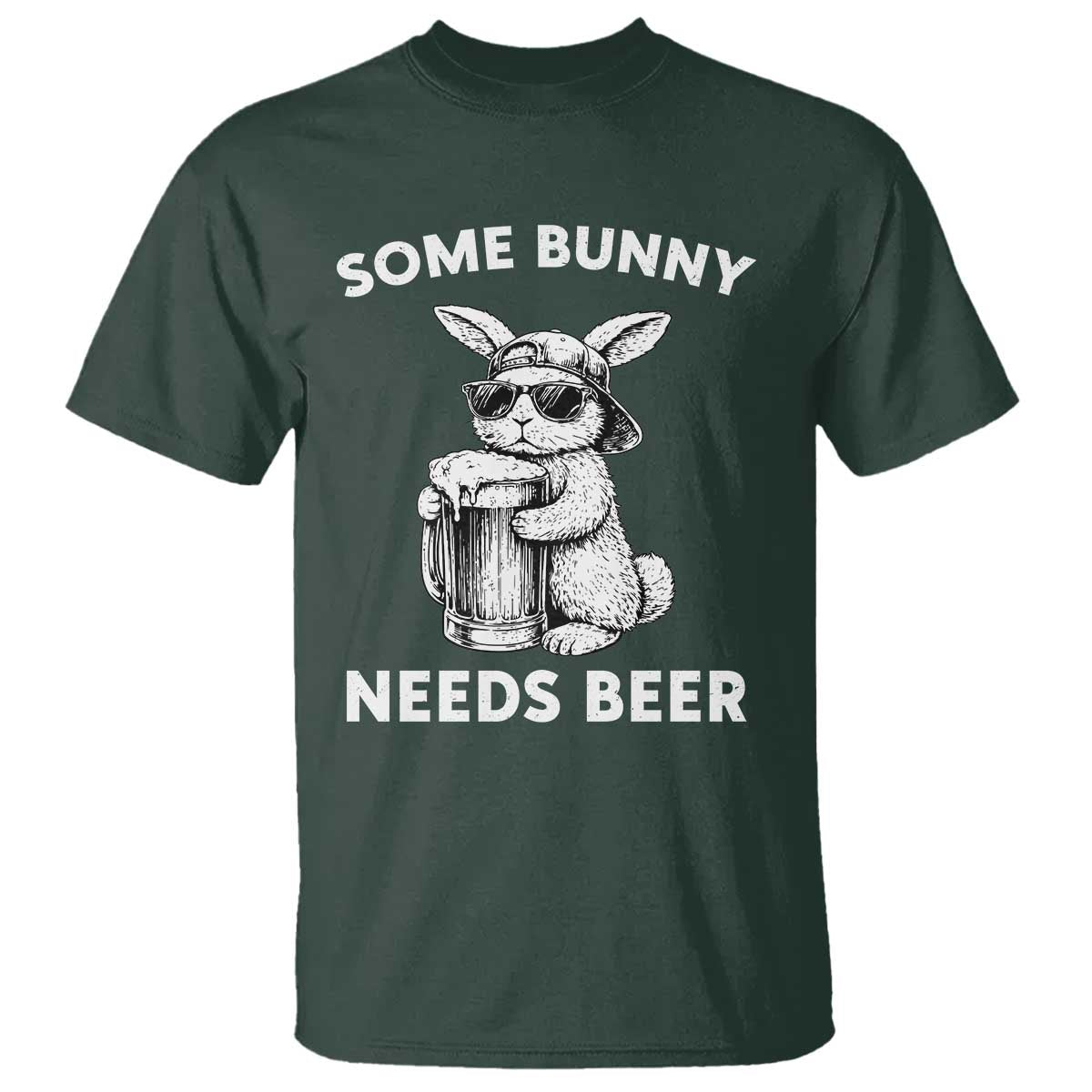 Some Bunny Needs Beer Funny Easter Drinking Humor T Shirt Cool Rabbit with Sunglasses Graphic Gift