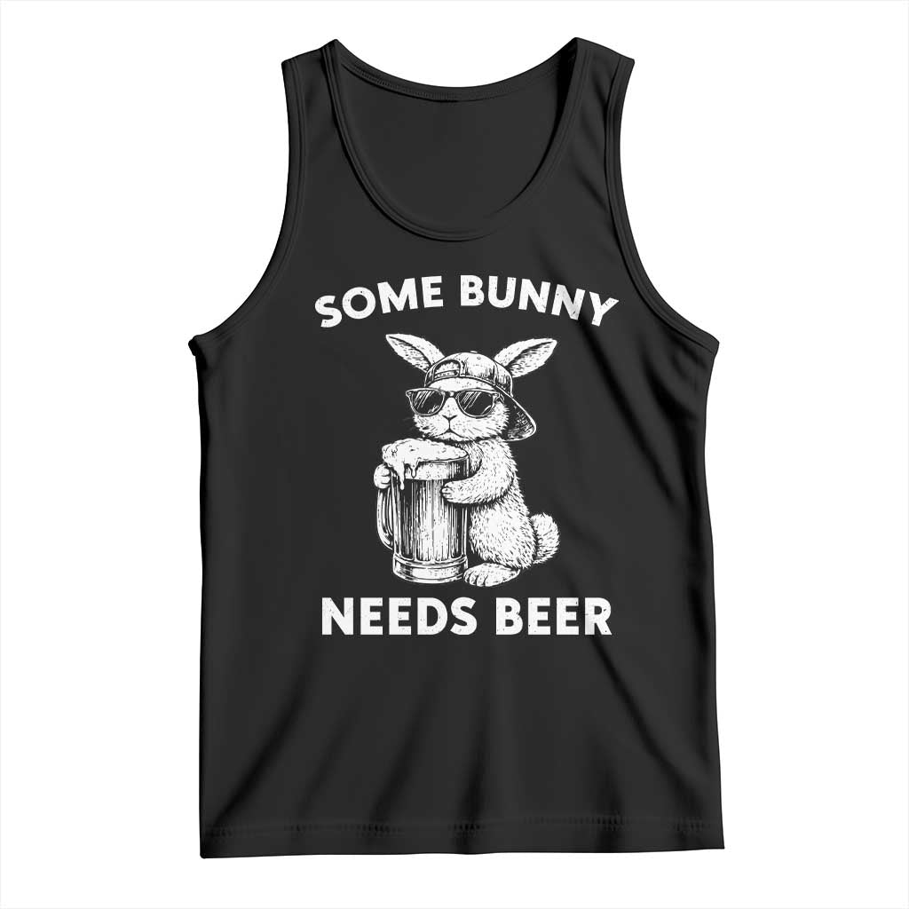 Some Bunny Needs Beer Funny Easter Drinking Humor Tank Top Cool Rabbit with Sunglasses Graphic Gift