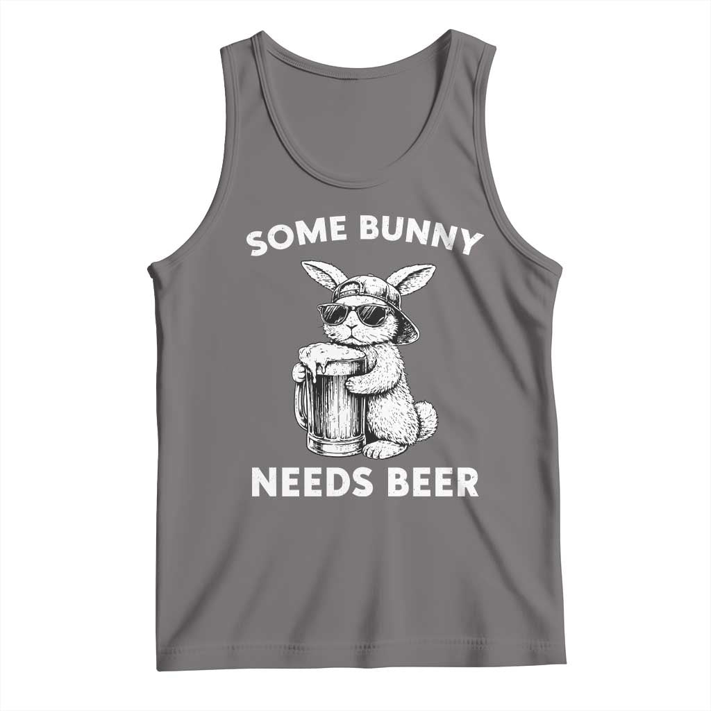 Some Bunny Needs Beer Funny Easter Drinking Humor Tank Top Cool Rabbit with Sunglasses Graphic Gift