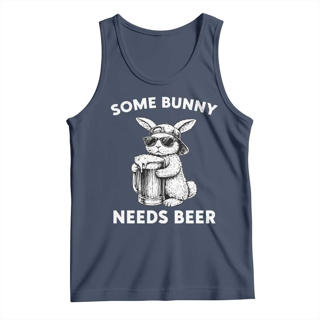 Some Bunny Needs Beer Funny Easter Drinking Humor Tank Top Cool Rabbit with Sunglasses Graphic Gift