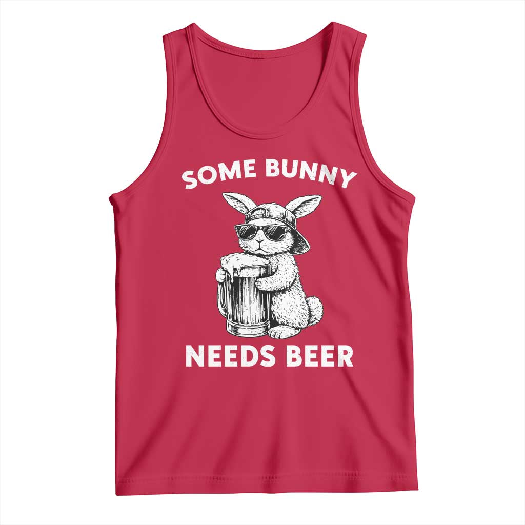 Some Bunny Needs Beer Funny Easter Drinking Humor Tank Top Cool Rabbit with Sunglasses Graphic Gift