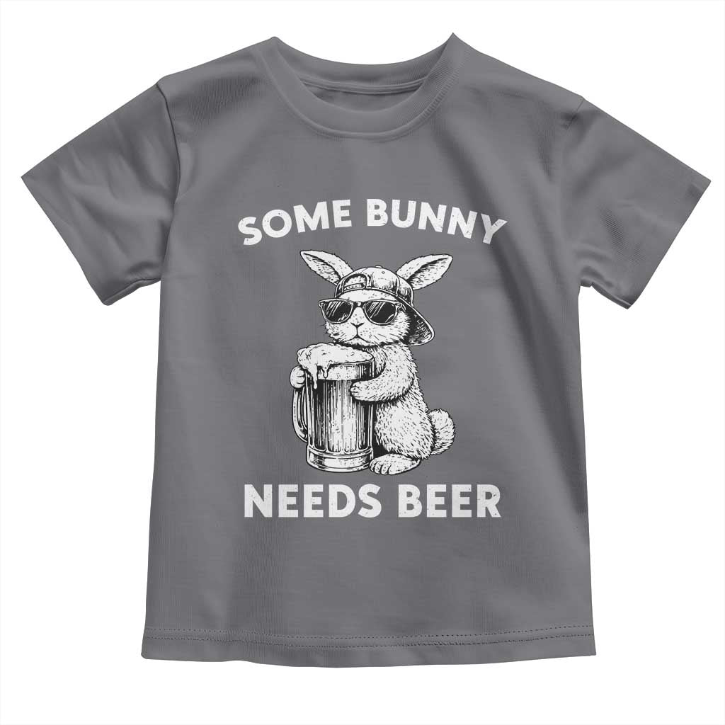 Some Bunny Needs Beer Funny Easter Drinking Humor Toddler T Shirt Cool Rabbit with Sunglasses Graphic Gift