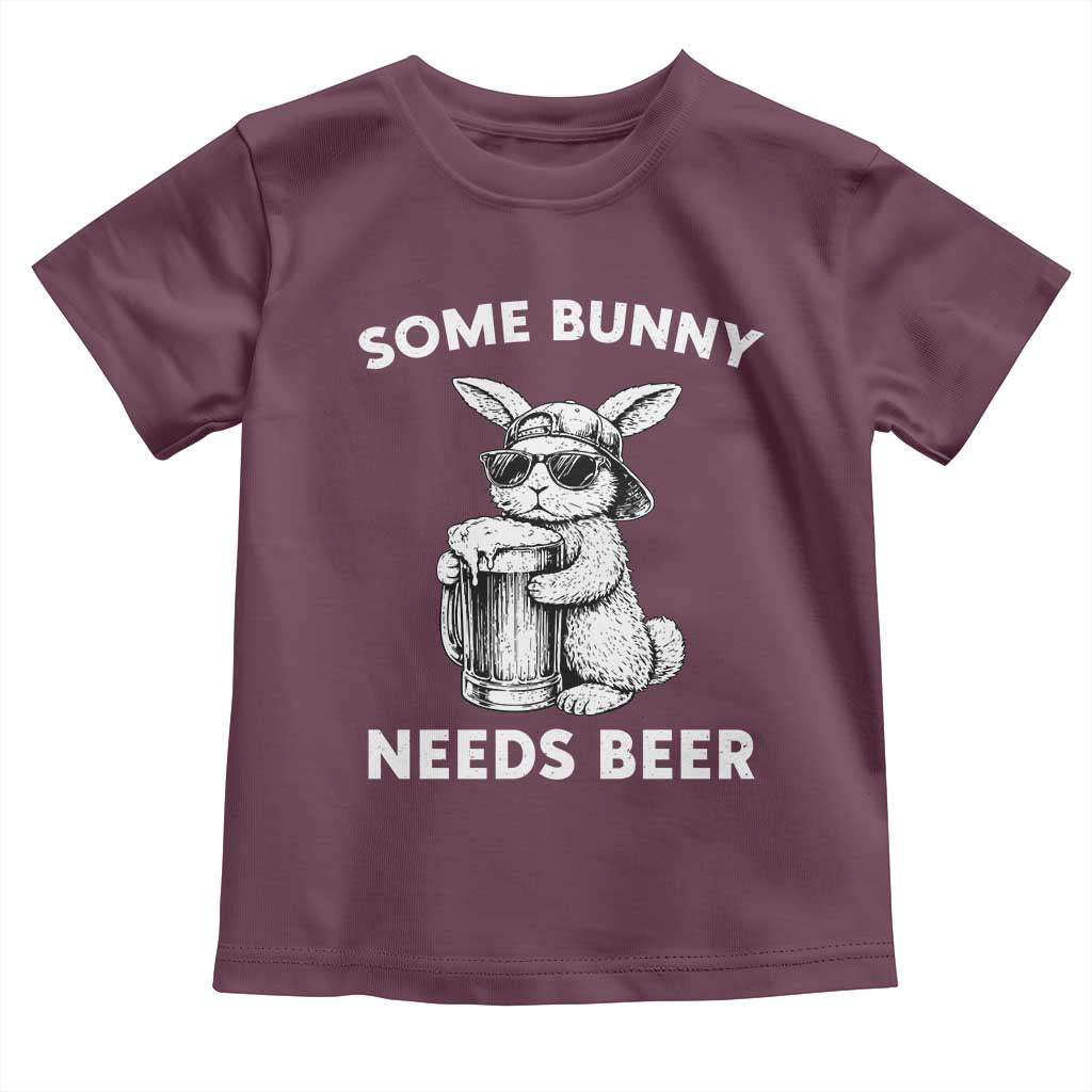 Some Bunny Needs Beer Funny Easter Drinking Humor Toddler T Shirt Cool Rabbit with Sunglasses Graphic Gift