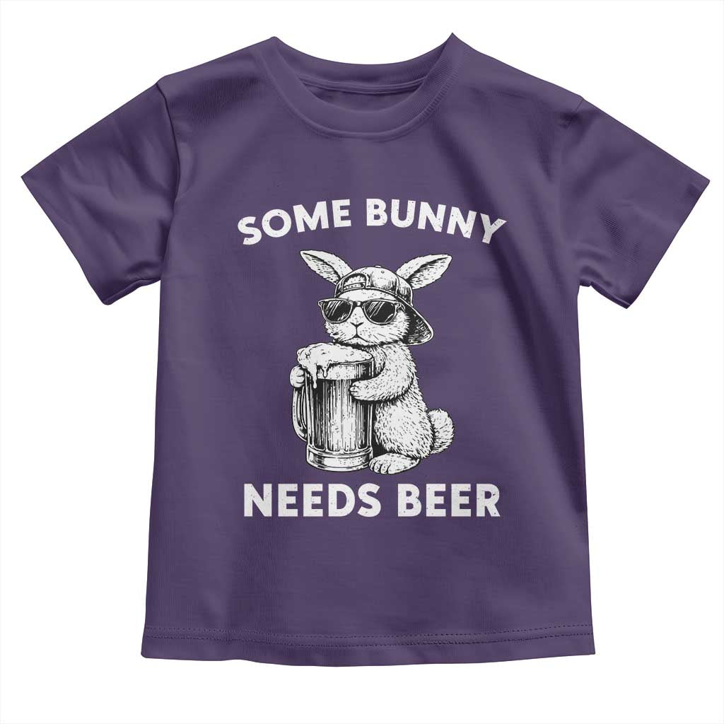 Some Bunny Needs Beer Funny Easter Drinking Humor Toddler T Shirt Cool Rabbit with Sunglasses Graphic Gift