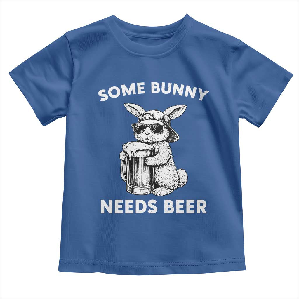 Some Bunny Needs Beer Funny Easter Drinking Humor Toddler T Shirt Cool Rabbit with Sunglasses Graphic Gift