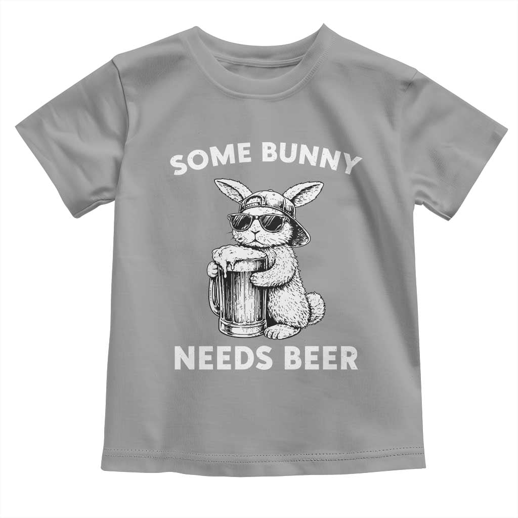 Some Bunny Needs Beer Funny Easter Drinking Humor Toddler T Shirt Cool Rabbit with Sunglasses Graphic Gift