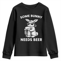 Some Bunny Needs Beer Funny Easter Drinking Humor Youth Sweatshirt Cool Rabbit with Sunglasses Graphic Gift