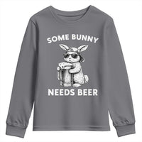 Some Bunny Needs Beer Funny Easter Drinking Humor Youth Sweatshirt Cool Rabbit with Sunglasses Graphic Gift