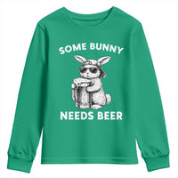 Some Bunny Needs Beer Funny Easter Drinking Humor Youth Sweatshirt Cool Rabbit with Sunglasses Graphic Gift