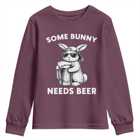 Some Bunny Needs Beer Funny Easter Drinking Humor Youth Sweatshirt Cool Rabbit with Sunglasses Graphic Gift