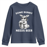 Some Bunny Needs Beer Funny Easter Drinking Humor Youth Sweatshirt Cool Rabbit with Sunglasses Graphic Gift