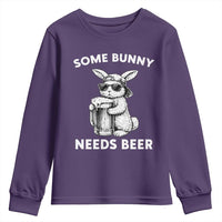 Some Bunny Needs Beer Funny Easter Drinking Humor Youth Sweatshirt Cool Rabbit with Sunglasses Graphic Gift