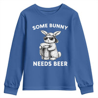Some Bunny Needs Beer Funny Easter Drinking Humor Youth Sweatshirt Cool Rabbit with Sunglasses Graphic Gift