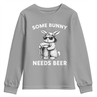 Some Bunny Needs Beer Funny Easter Drinking Humor Youth Sweatshirt Cool Rabbit with Sunglasses Graphic Gift