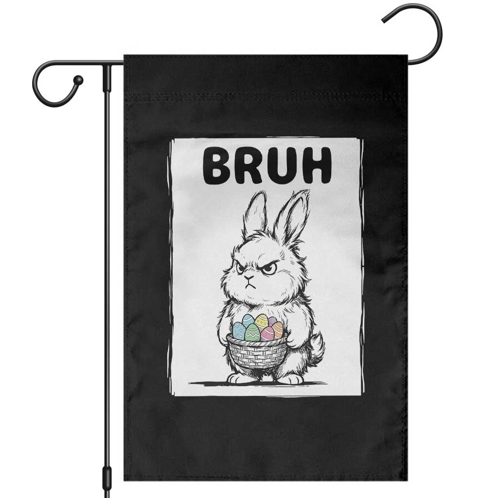 Bruh Angry Easter Bunny with Eggs Basket Garden Flag Funny Rabbit Meme Humor Graphic Gift
