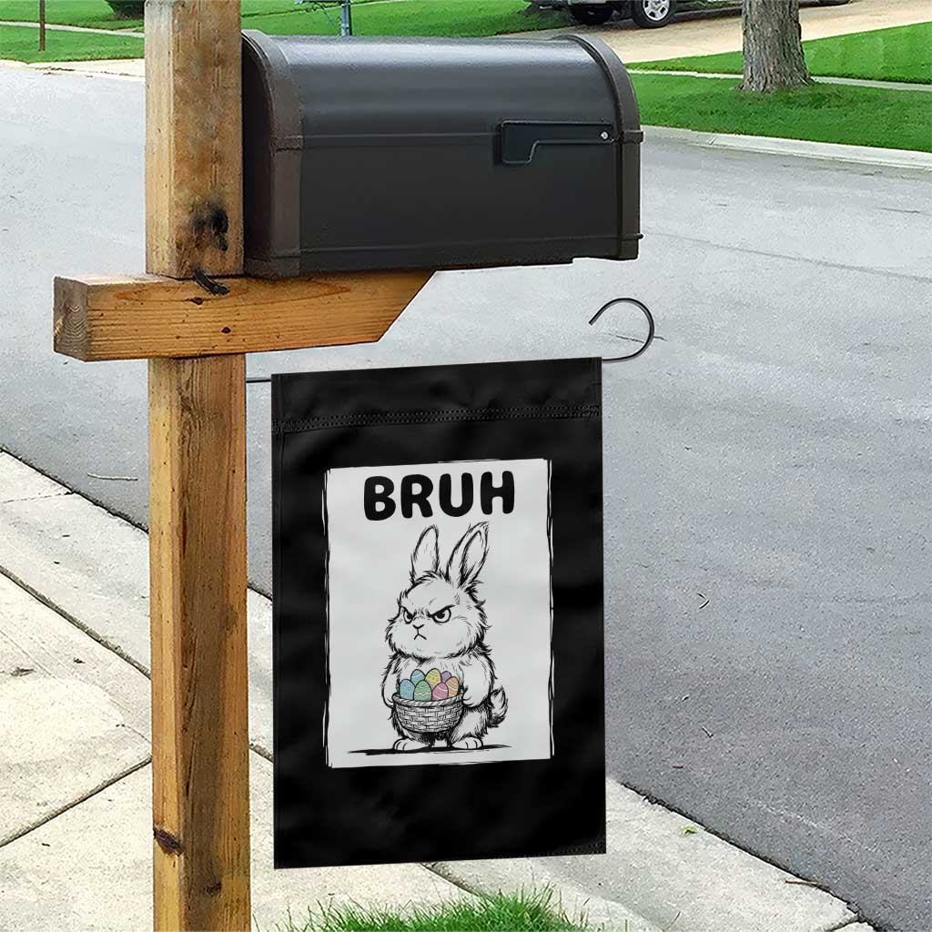 Bruh Angry Easter Bunny with Eggs Basket Garden Flag Funny Rabbit Meme Humor Graphic Gift