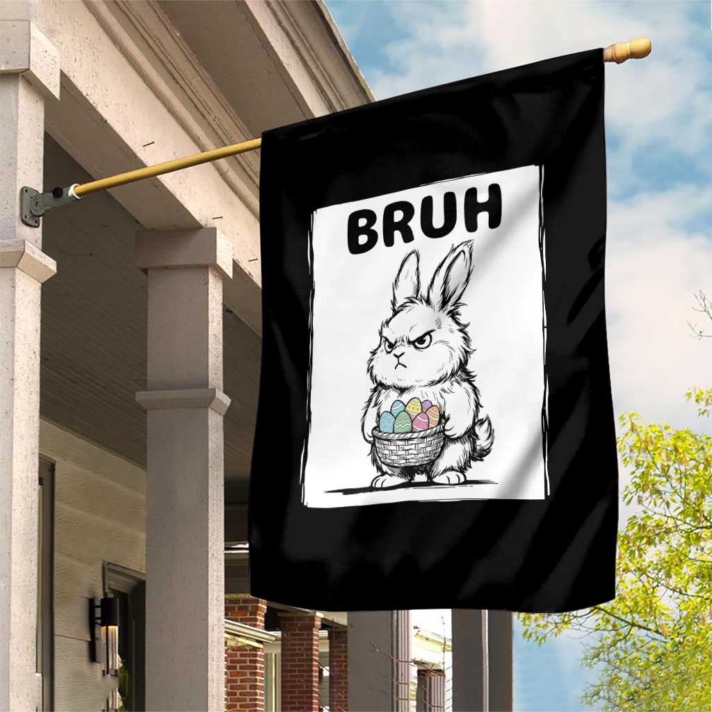 Bruh Angry Easter Bunny with Eggs Basket Garden Flag Funny Rabbit Meme Humor Graphic Gift