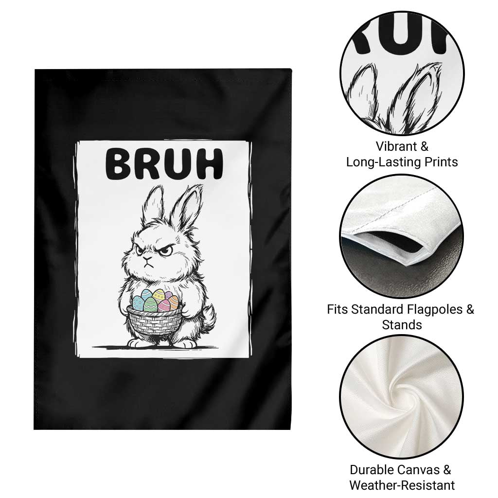 Bruh Angry Easter Bunny with Eggs Basket Garden Flag Funny Rabbit Meme Humor Graphic Gift