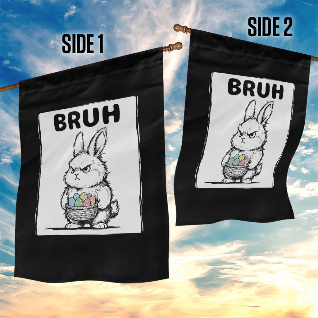 Bruh Angry Easter Bunny with Eggs Basket Garden Flag Funny Rabbit Meme Humor Graphic Gift
