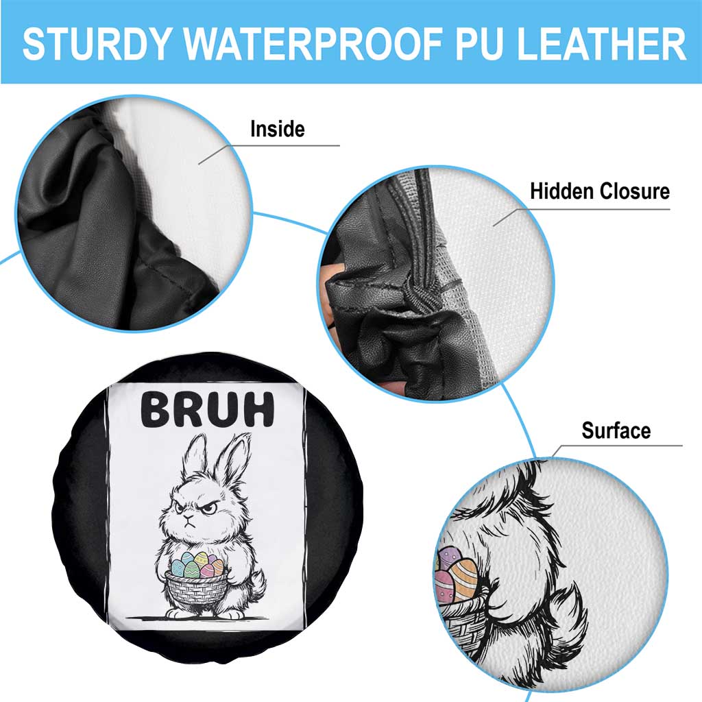 Bruh Angry Easter Bunny with Eggs Basket Spare Tire Cover Funny Rabbit Meme Humor Graphic Gift