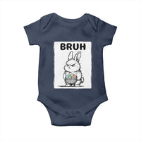 Bruh Angry Easter Bunny with Eggs Basket Baby Onesie Funny Rabbit Meme Humor Graphic Gift
