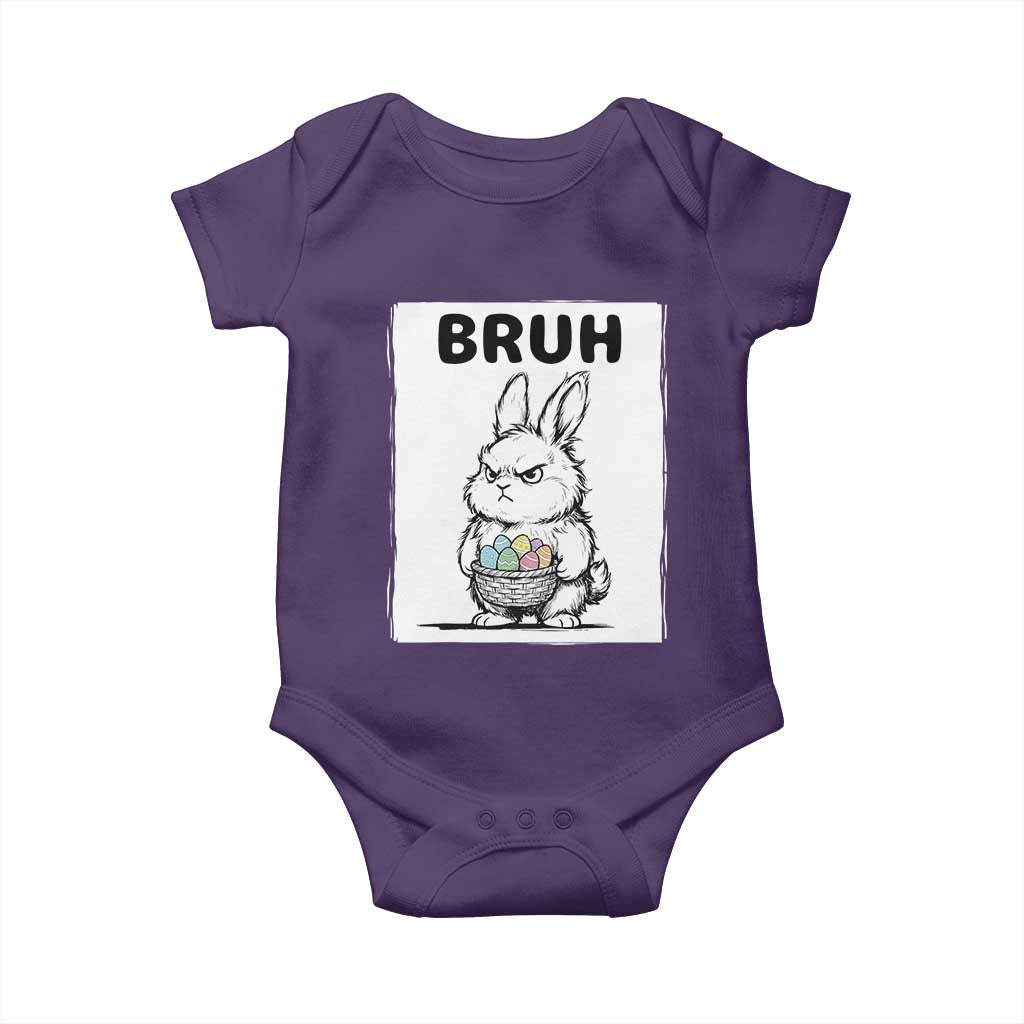 Bruh Angry Easter Bunny with Eggs Basket Baby Onesie Funny Rabbit Meme Humor Graphic Gift