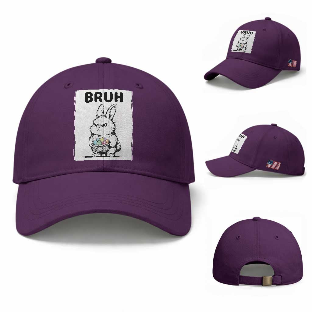 Bruh Angry Easter Bunny with Eggs Basket Baseball Cap Funny Rabbit Meme Humor Graphic Gift