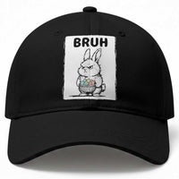 Bruh Angry Easter Bunny with Eggs Basket Baseball Cap Funny Rabbit Meme Humor Graphic Gift