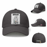 Bruh Angry Easter Bunny with Eggs Basket Baseball Cap Funny Rabbit Meme Humor Graphic Gift