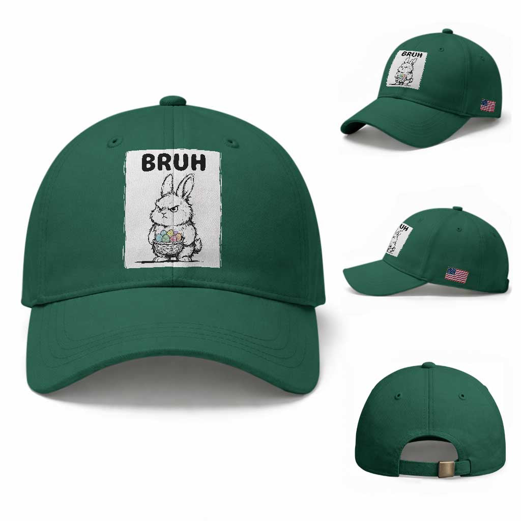 Bruh Angry Easter Bunny with Eggs Basket Baseball Cap Funny Rabbit Meme Humor Graphic Gift