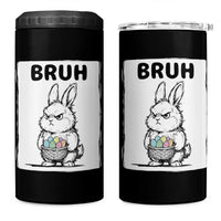Bruh Angry Easter Bunny with Eggs Basket 4 in 1 Can Cooler Tumbler Funny Rabbit Meme Humor Graphic Gift