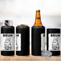 Bruh Angry Easter Bunny with Eggs Basket 4 in 1 Can Cooler Tumbler Funny Rabbit Meme Humor Graphic Gift