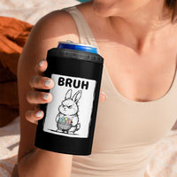 Bruh Angry Easter Bunny with Eggs Basket 4 in 1 Can Cooler Tumbler Funny Rabbit Meme Humor Graphic Gift